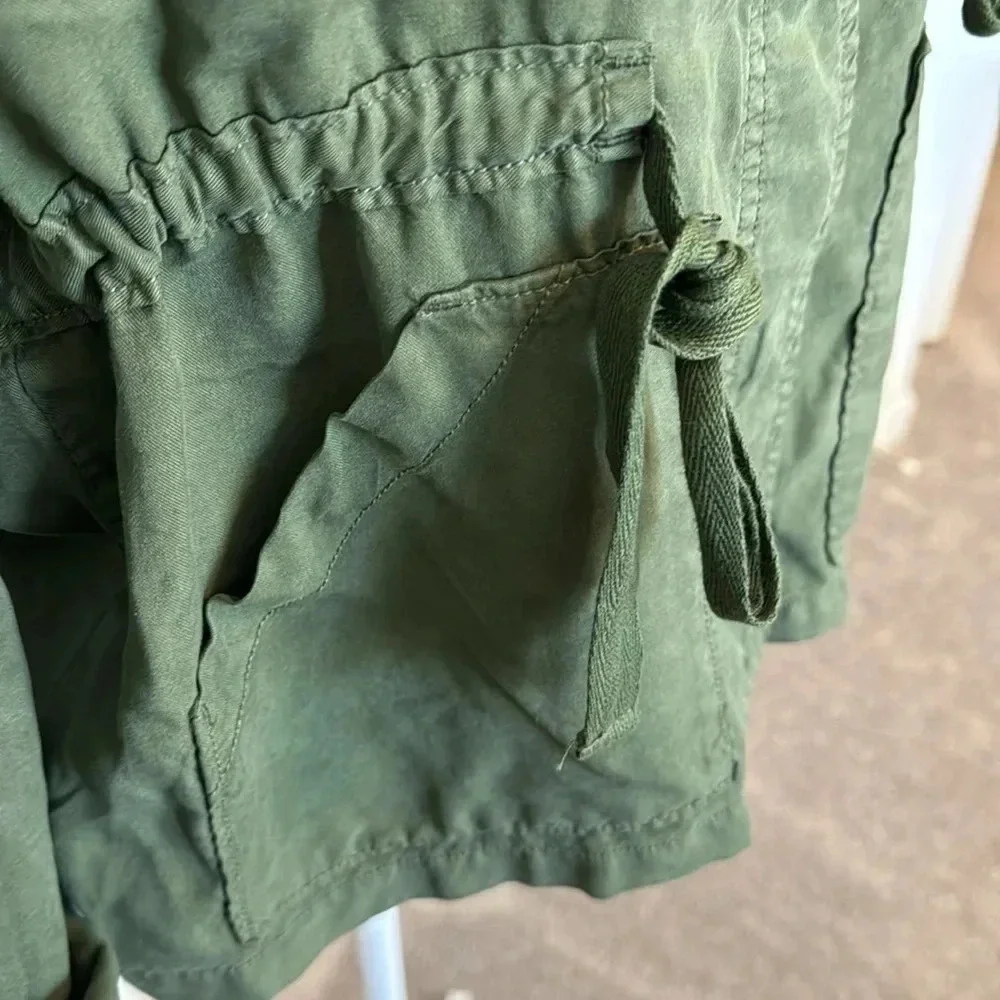 Sanctuary Crafted & Tailored SnapFront Drawstring Olive Green Utility Jacket SzM